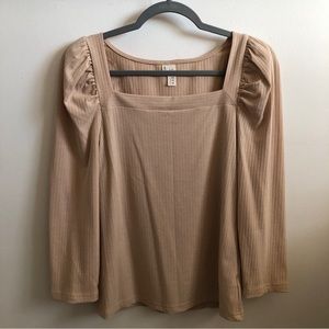 HAYDEN Nude Puff Sleeve Square Neck Top
